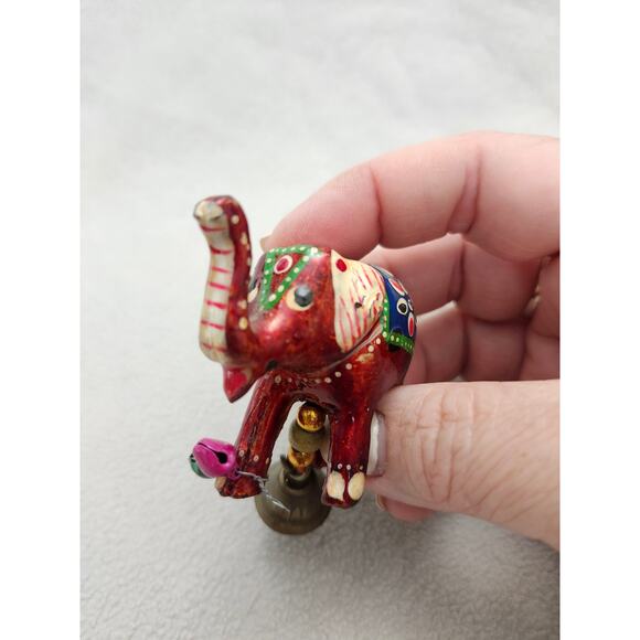 Elephant Trunk Up Keychain Rearview Mirror Hanging Charm Moroccan Red - Picture 5 of 8